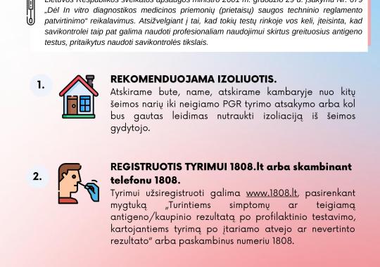 Ką daryti, jei diagnozuota COVID 19 liga?