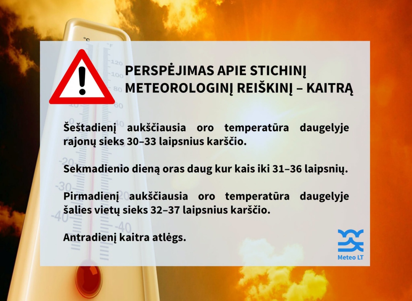 Meteorologai įspėja dėl kaitros artimiausiomis paromis