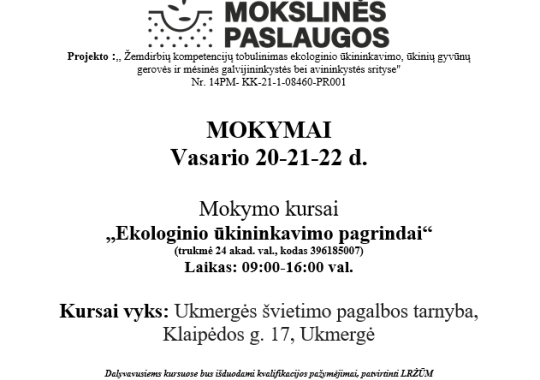 Mokymai „Ekologinio ūkininkavimo...