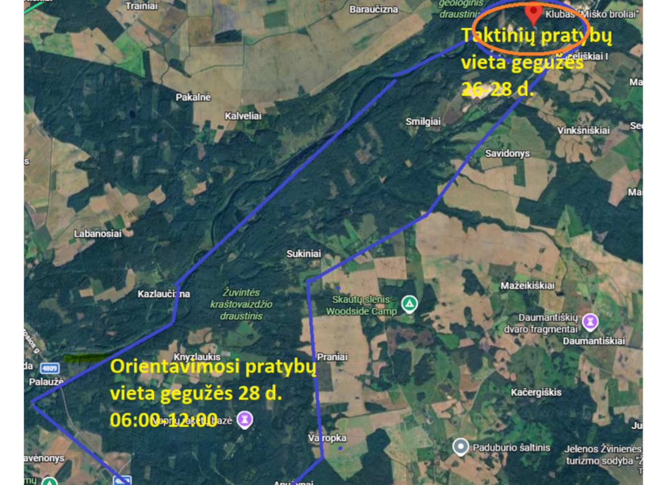 Lauko taktikos pratybų schema