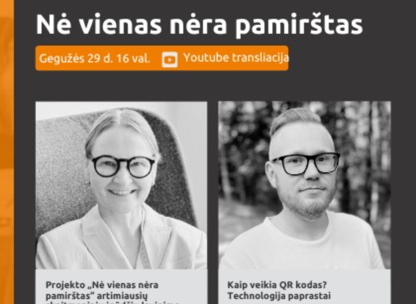 Projektas „Nė vienas nėra pamirštas“ ir vėl kviečia į nuotolinę paskaitą