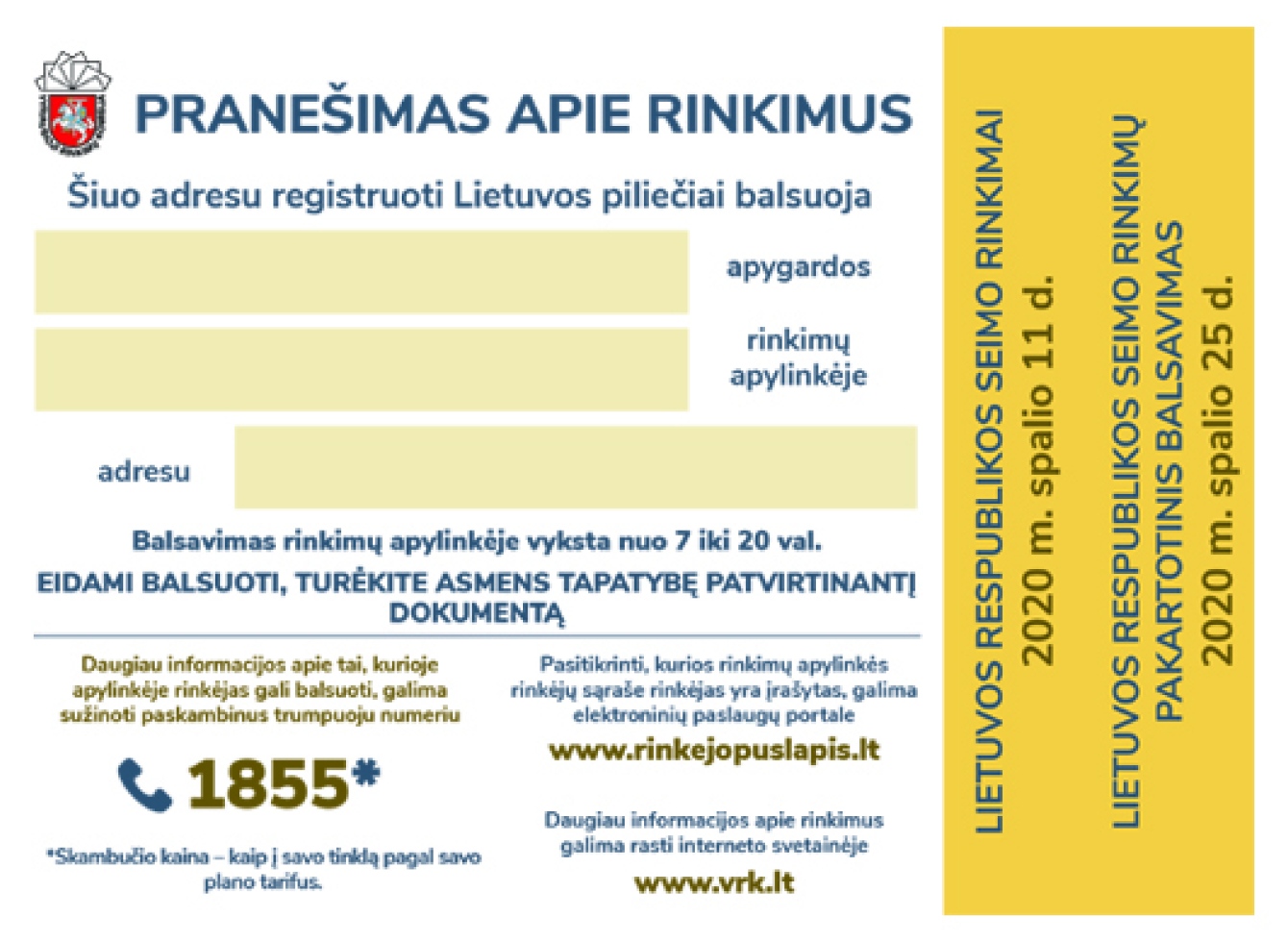 Pagrindinis dokumentas einant į rinkimus – asmens tapatybės dokumentas