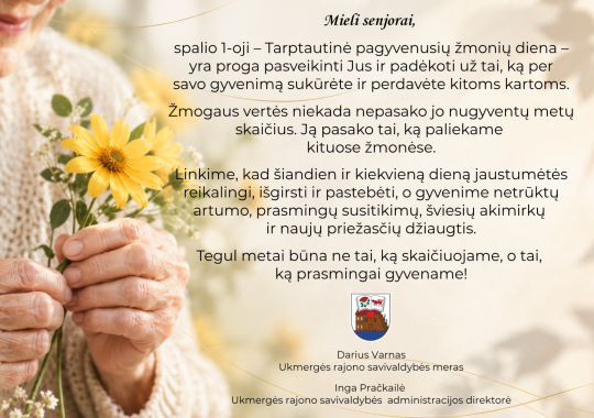 Sveikinimas Tarptautinės pagyvenusių...