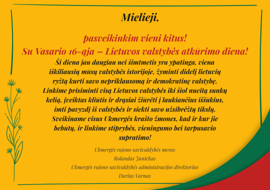 Sveikiname su Vasario 16-ąja – Lietuvos valstybės atkūrimo diena!