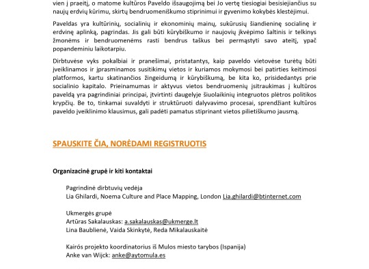 Organizacinė grupė ir kiti kontaktai