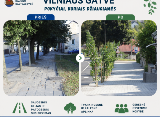 Atnaujinta Vilniaus gatvės atkarpa Ukmergėje tapo patogi ir estetiška