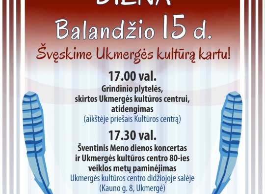 Balandžio mėnesio renginiai Ukmergėje ir rajone