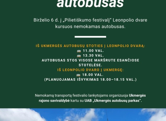 Į Pilietiškumo festivalį Leonpolyje – nemokamu autobusu iš Ukmergės