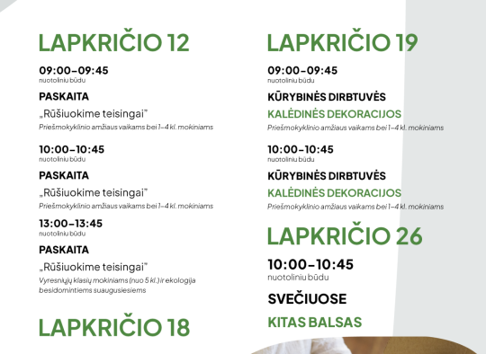 „Žaliasis taškas“ kviečia į nemokamas lapkričio mėnesio edukacijas „Žaliasis raštingumas“