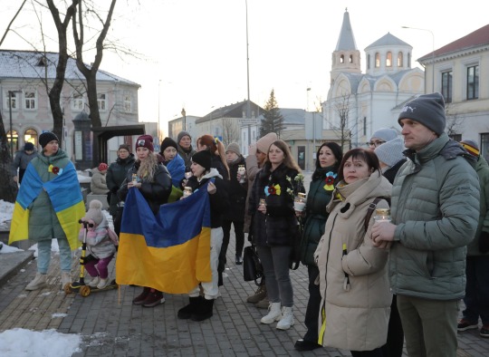 Ukrainos karo metinių minėjimo akimirkos
