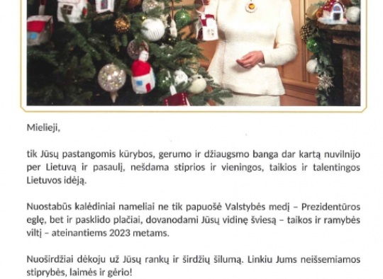 D.Nausėdienės padėka