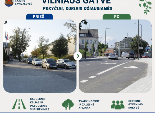 Atnaujinta Vilniaus gatvės atkarpa Ukmergėje tapo patogi ir estetiška