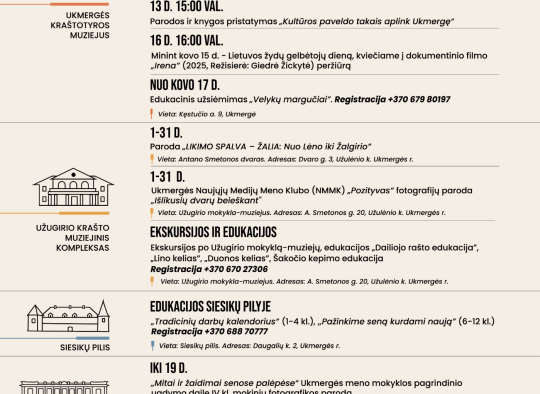 Kovo mėnesio renginiai Ukmergėje ir rajone
