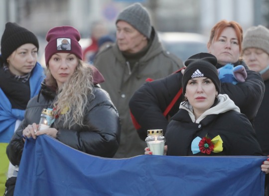 Ukrainos karo metinių minėjimo akimirkos
