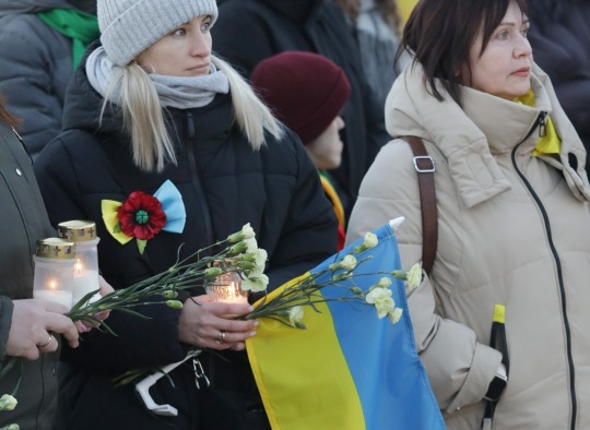 Ukrainos karo metinių minėjimo akimirkos