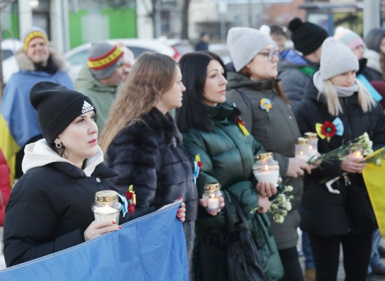 Ukrainos karo metinių minėjimo akimirkos