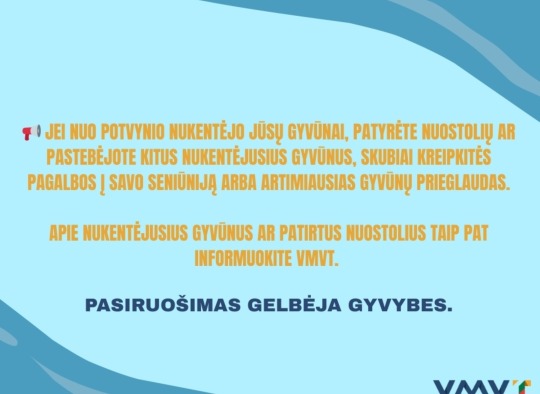 VMVT atmintinė gyvūnų laikytojams: pasitikrinkite, ar esate saugioje nuo potvynių zonoje