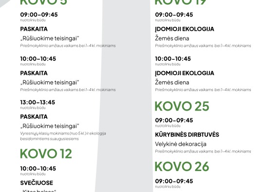 Kovo mėnesio renginiai Ukmergėje ir rajone