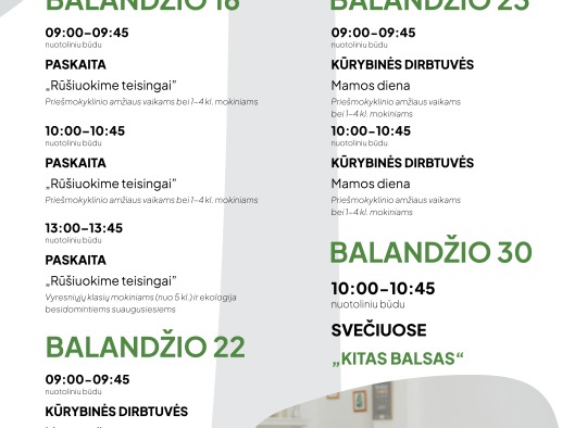 Balandžio mėnesio renginiai Ukmergėje ir rajone