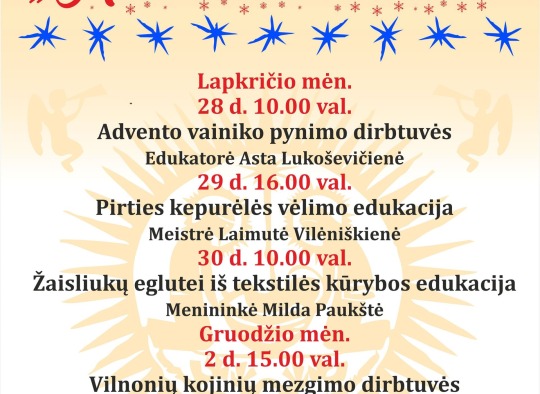 Adventinių renginių plakatas