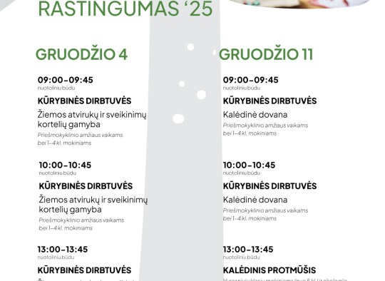 Gruodžio mėnesio renginiai Ukmergėje ir rajone