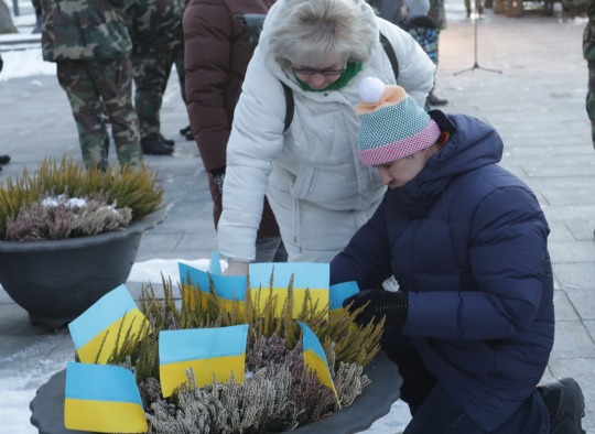 Ukrainos karo metinių minėjimo akimirkos