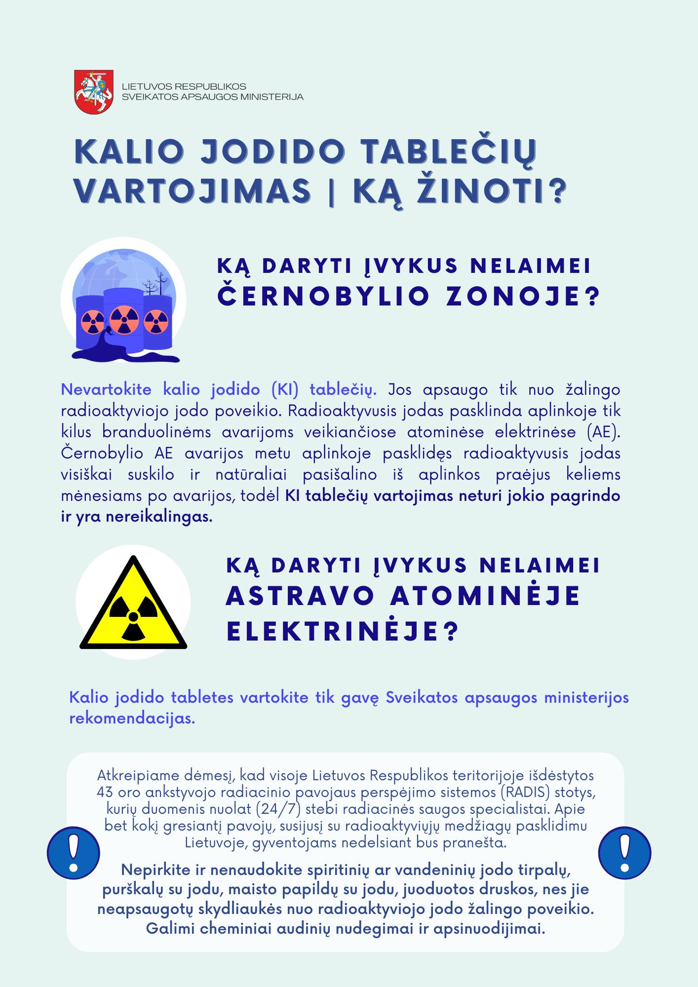 Plakatas - Kalio jodido vartojimas. Ką reikia žinoti
